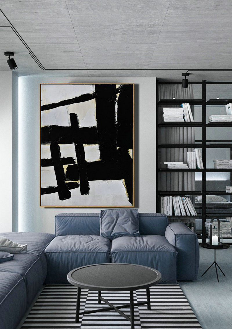 Large Abstract Art,Minimalist Painting On Canvas, Palette Knife Vertical Minimal Art - Custom Canvas Wall Art